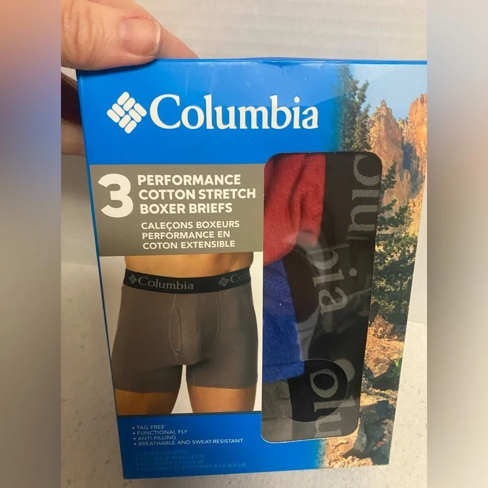 Columbia Performance Cotton Stretch Boxer Briefs - Gray, Red, Blue